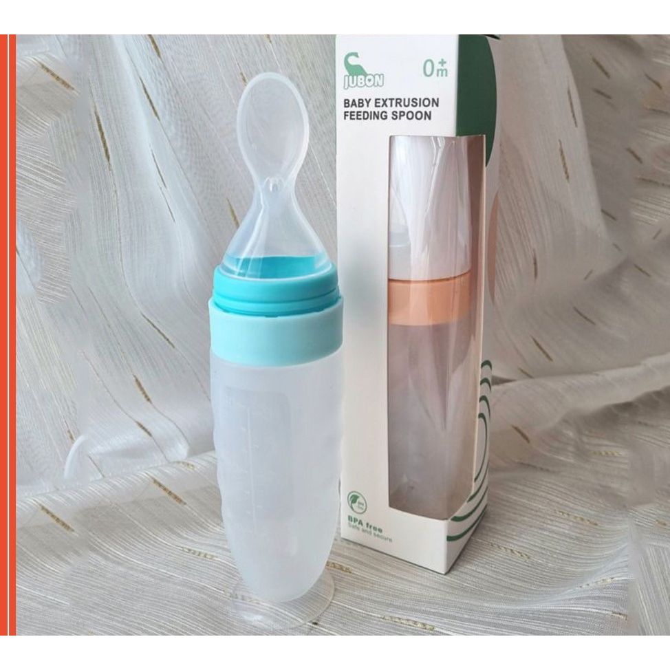 Bình thìa ăn dặm silicone JuBon Hàn Quốc, có vạch chia ,bón cháo, đút bột ,uống sữa dung tích tối đa 120m, có đế hít