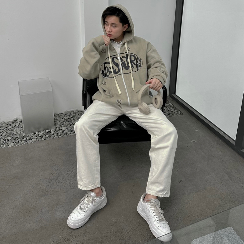 Áo Khoác Hoodie Unisex Nỉ Bông Jicon ®️ Nam Nữ Unisex, Áo Hoodie Zip Dây Kéo Thêu Hoạ Tiết Jaystoree ?