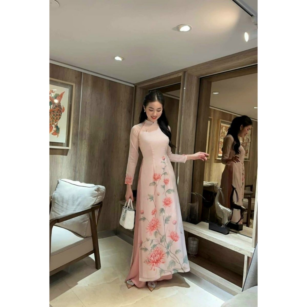 Áo dài cách tân Khuê Hồng vải tơ ánh cao cấp by Lucci.Design
