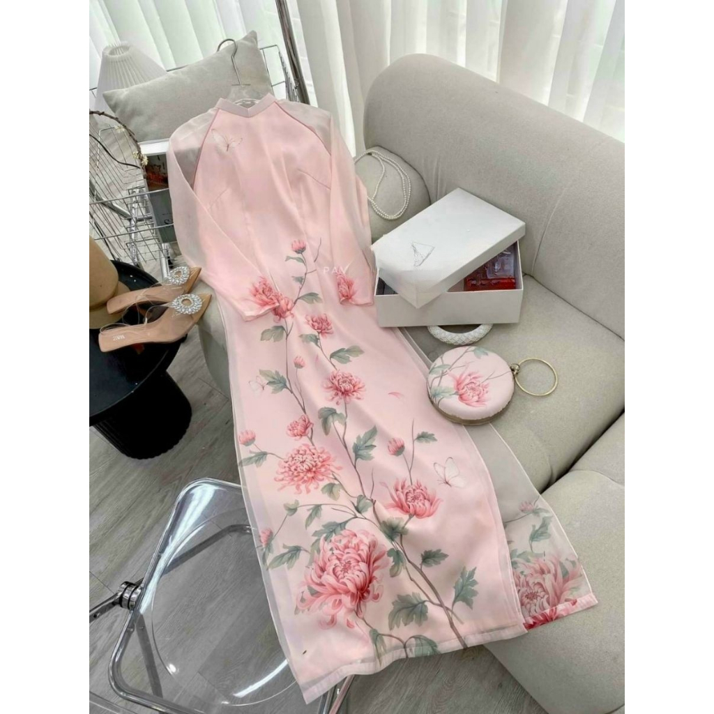 Áo dài cách tân Khuê Hồng vải tơ ánh cao cấp by Lucci.Design