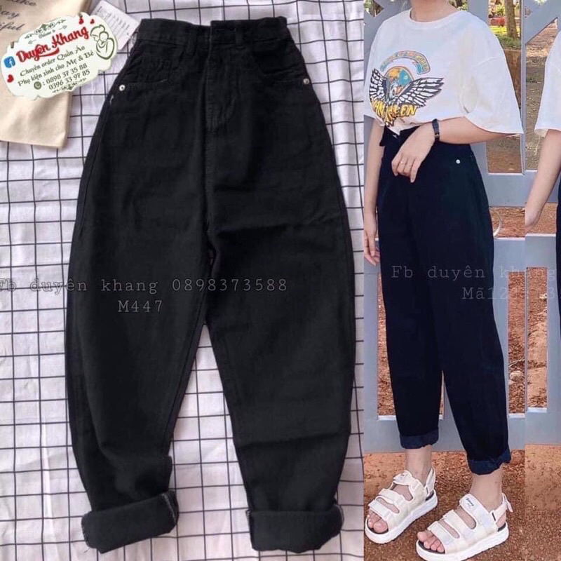 Quần Baggy Đen Trơn+ Rách Thời Trang- Ko Giãn Lưng Cao - Bigsize 58-87kg