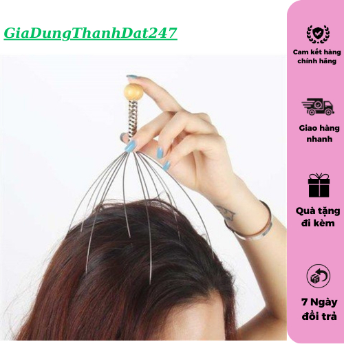 Cây Mát Xa - Massage Da Đầu Thư Giãn, giảm Đau Đầu Hữu ích - Chất Liệu Thép Không Gỉ Inox 304 (23cm) - T5579