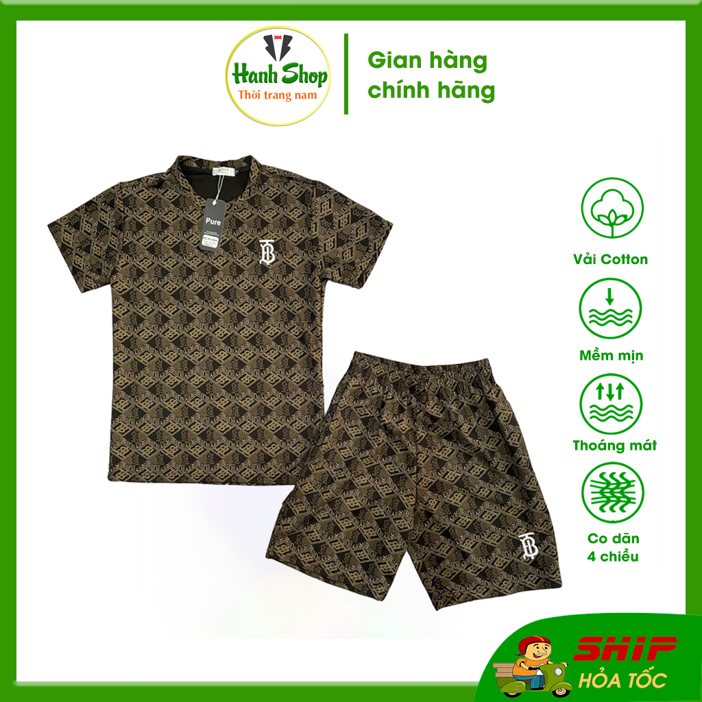 Đồ bộ nam, bộ quần áo nam thể thao cổ tròn phối họa tiết cực đẹp, Chất vải umì co dãn 4 chiều thấm hút mồ hôi
