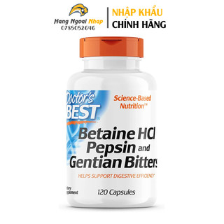 Doctor's best betaine hci pepsin & gentian bitters - viên uống hỗ trợ tiêu hóa 120 viên