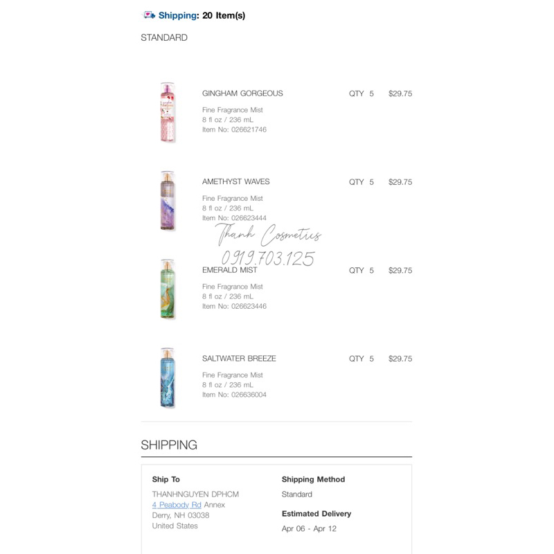 𝑮𝑰𝑵𝑮𝑯𝑨𝑴 𝑪𝑶𝑳𝑳𝑬𝑪𝑻𝑰𝑶𝑵 💐 Gingham Gorgeous Bộ sữa tắm, lotion, xịt thơm