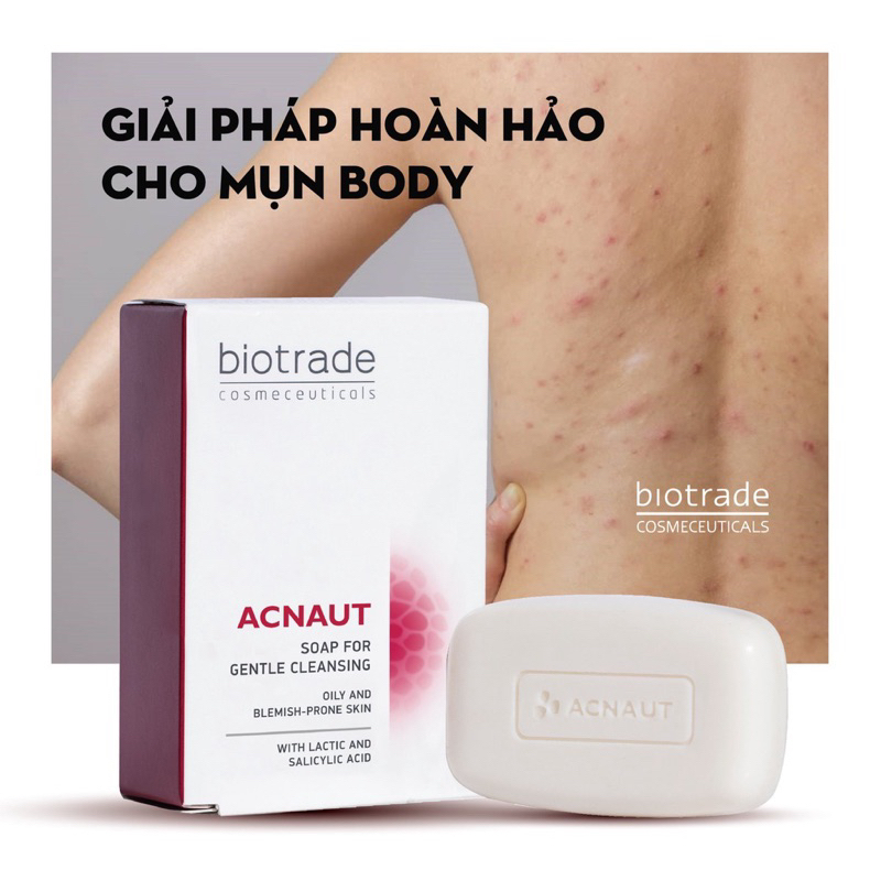 Xà phòng giảm mụn lưng, ngực, body Biotrade Acnaut Soap 100g