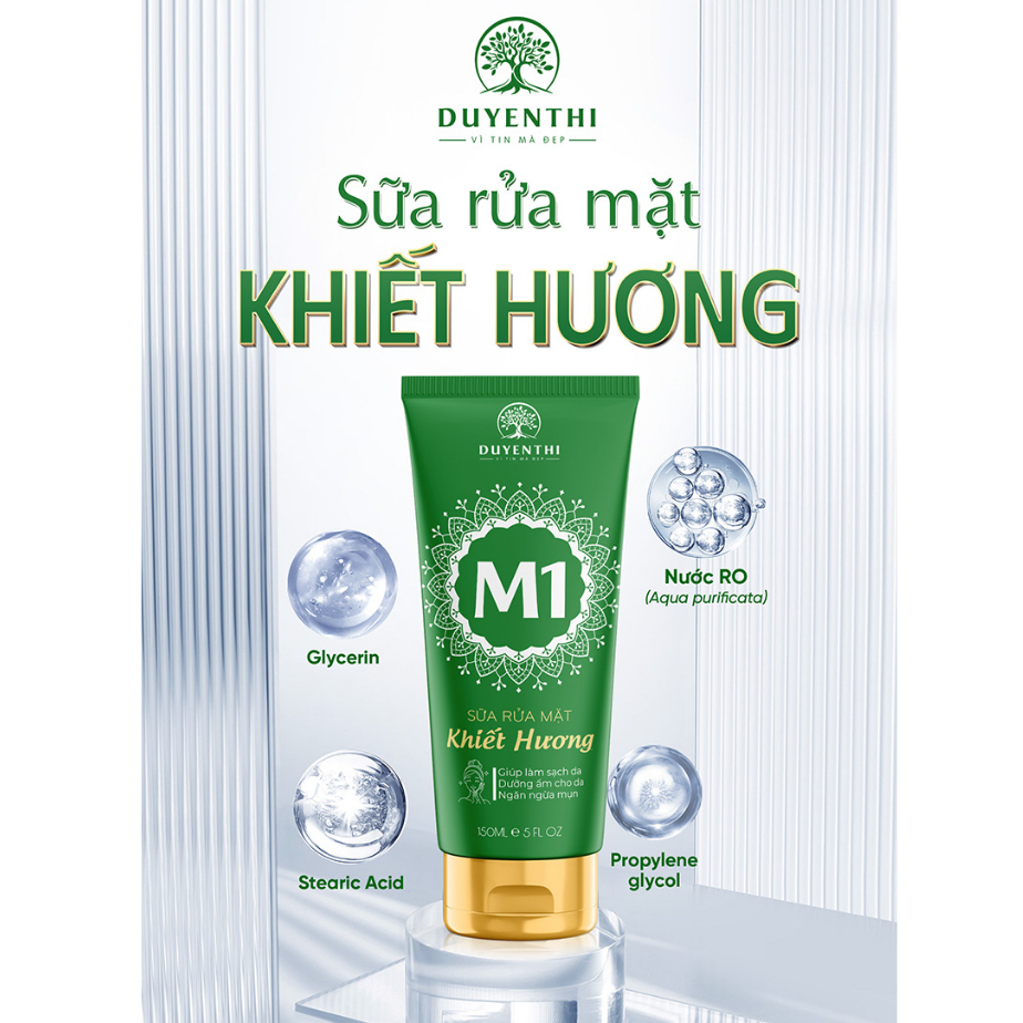 Sữa Rửa Mặt Khiết Hương M1 Duyên Thị GIúp làm sạch da, dưỡng ẩm, ngăn ngừa mụn 150ml Bách Y Sâm