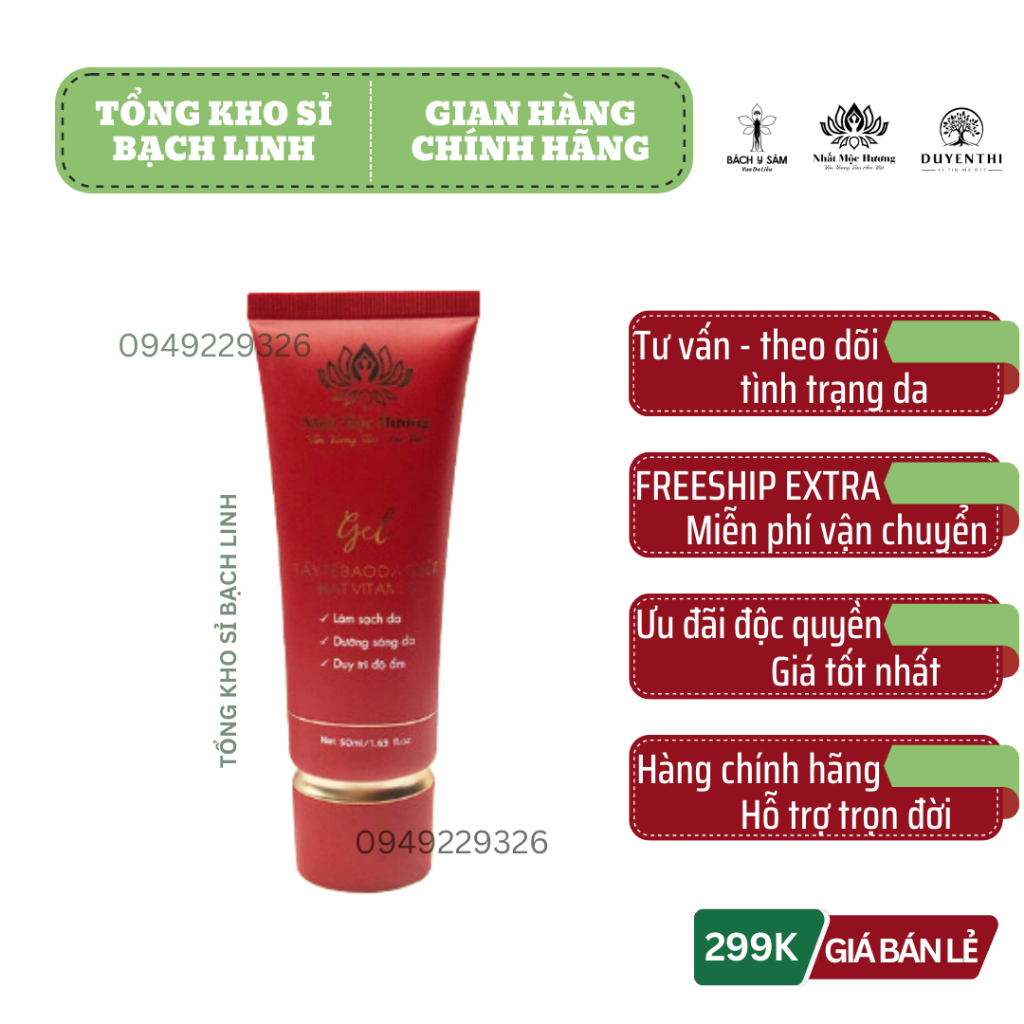 Gel Tẩy Tế Bào Da Chết Hạt Vitamin Duyên Thị làm sạch da, dưỡng sáng da, duy trì độ ẩm 50ml