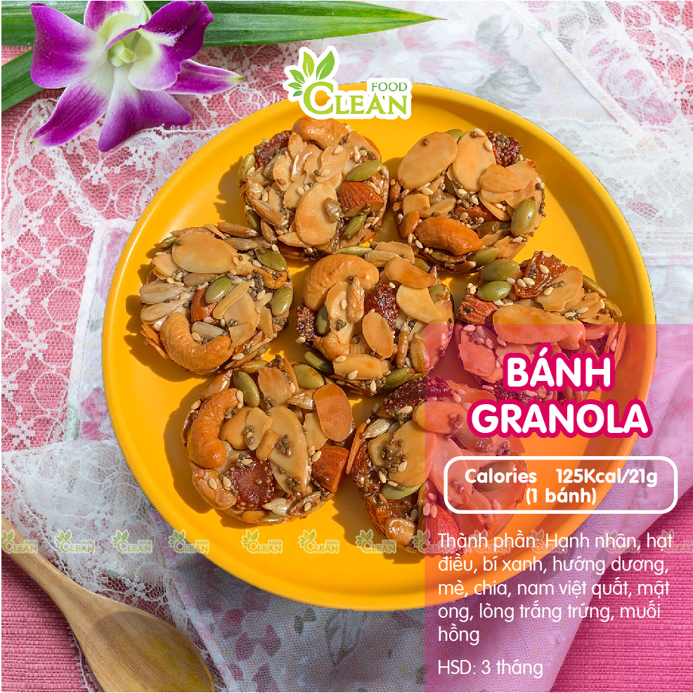 Bánh Granola - Bánh hạt dinh dưỡng không đường ăn kiêng giảm cân keto eatcleand tiểu đường Cleanfood