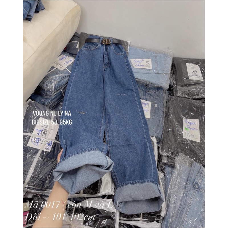 Quần Ống Rộng- Rách Thời Trang Lưng Cao -Jean Ko Giãn - bigsize 58-85kg