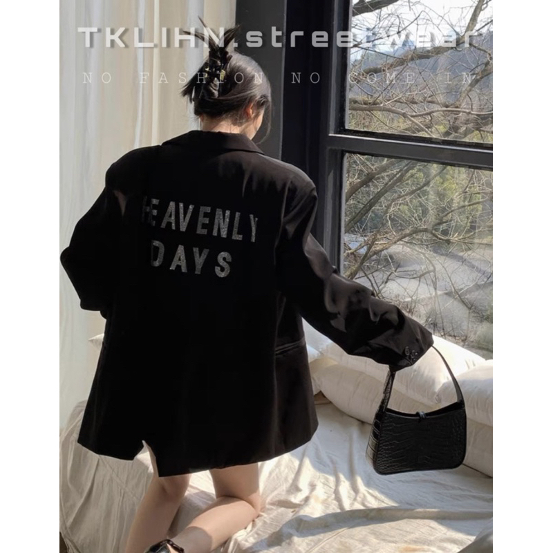TKLIHN Áo VEST ulzzang Áo khoác BLAZER Ulzzang đính chữ đá sau áo HOT FASHIONITA 2023