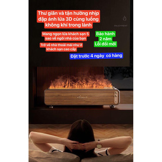 Máy sưởi phun sương tạo độ ẩm không khí và thanh lọc ion khép kín cùng ánh lửa 3 màu sắc 3d airmate