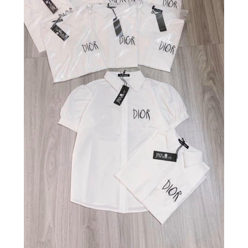 Logo thêu DIOR màu đen vải trắng siêu đẹp