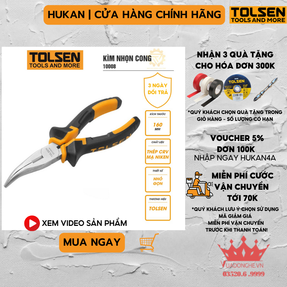 Kìm nhọn cong TOLSEN 6 inch 10008
