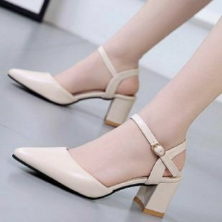 Giày sandal cao gót nữ mũi nhọn gót 5 cm