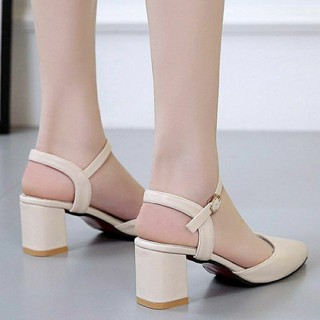 Giày sandal cao gót nữ mũi nhọn gót 5 cm
