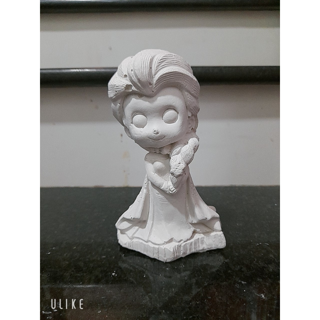 Tượng tô màu thạch cao công chúa Elsa 15cm- Tặng kèm màu và cọ