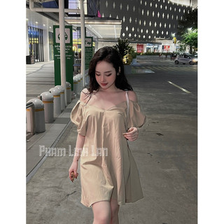 (Có sẵn) Váy thô tone màu be mặc 2 kiểu