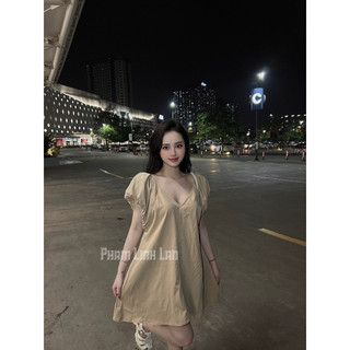 (Có sẵn) Váy thô tone màu be mặc 2 kiểu