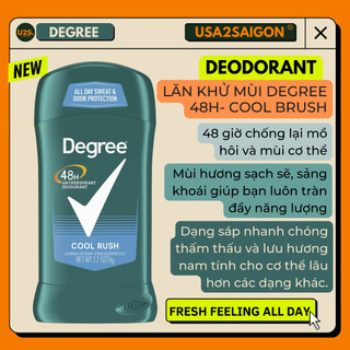 Lăn Nách Cho Nam Degree Men Antiperspirant Deodorant 48-Hour Odor Protection Cool Rush Mens Deodorant Stick