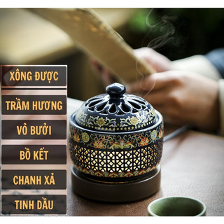 Lư điện xông trầm , Lư xông trầm, tinh dầu - tặng 10 gram bột trầm