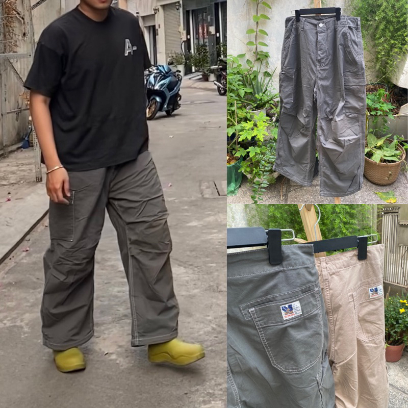 (Bigisze 65-90kg)Quần 𝗣𝗮𝗿𝗮𝗰𝗵𝘂𝘁𝗲 Dù Edwin Nhật Bản (Đen-Trắng-Beige-Xanh da trời) trendy Quần dù Nam