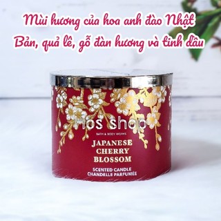Nến thơm Bath & Body Works Japanese cherry blossom 3 bấc 411g