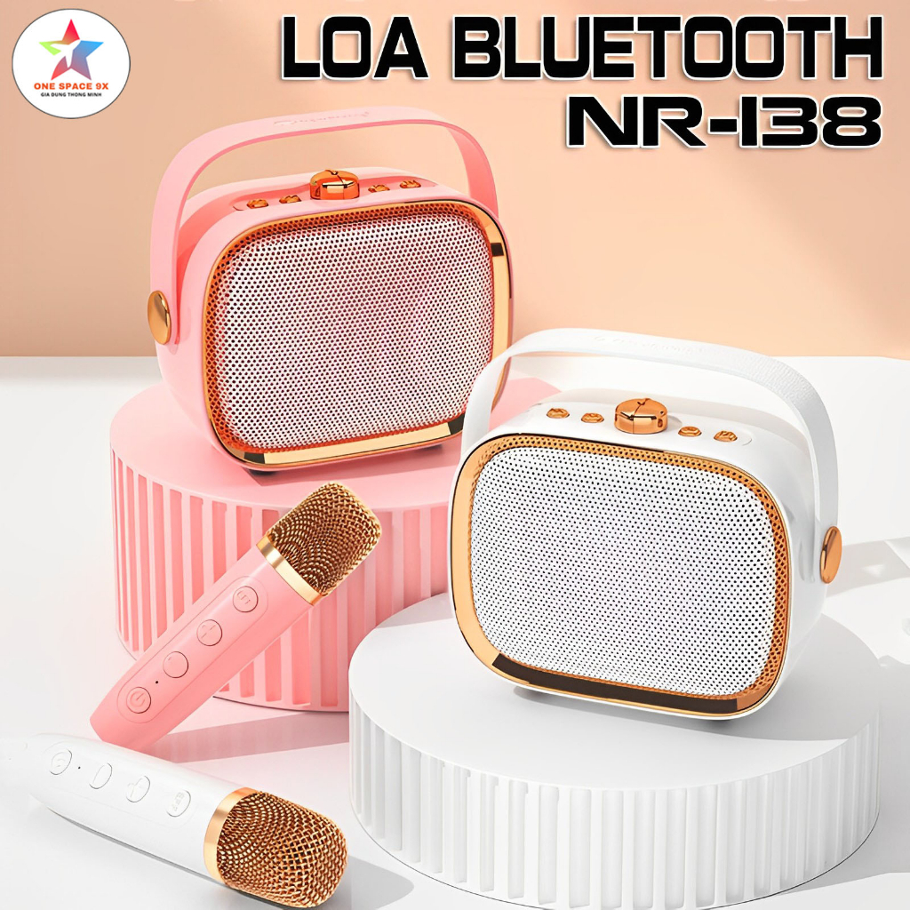 Loa Karaoke Bluetooth 2 Mic NR-138 Hiện Đại,Loa Nghe Nhạc Âm Thanh Vòm,Bass Cực Mạnh Tương Thích Điện Thoại,Tivi,Laptop