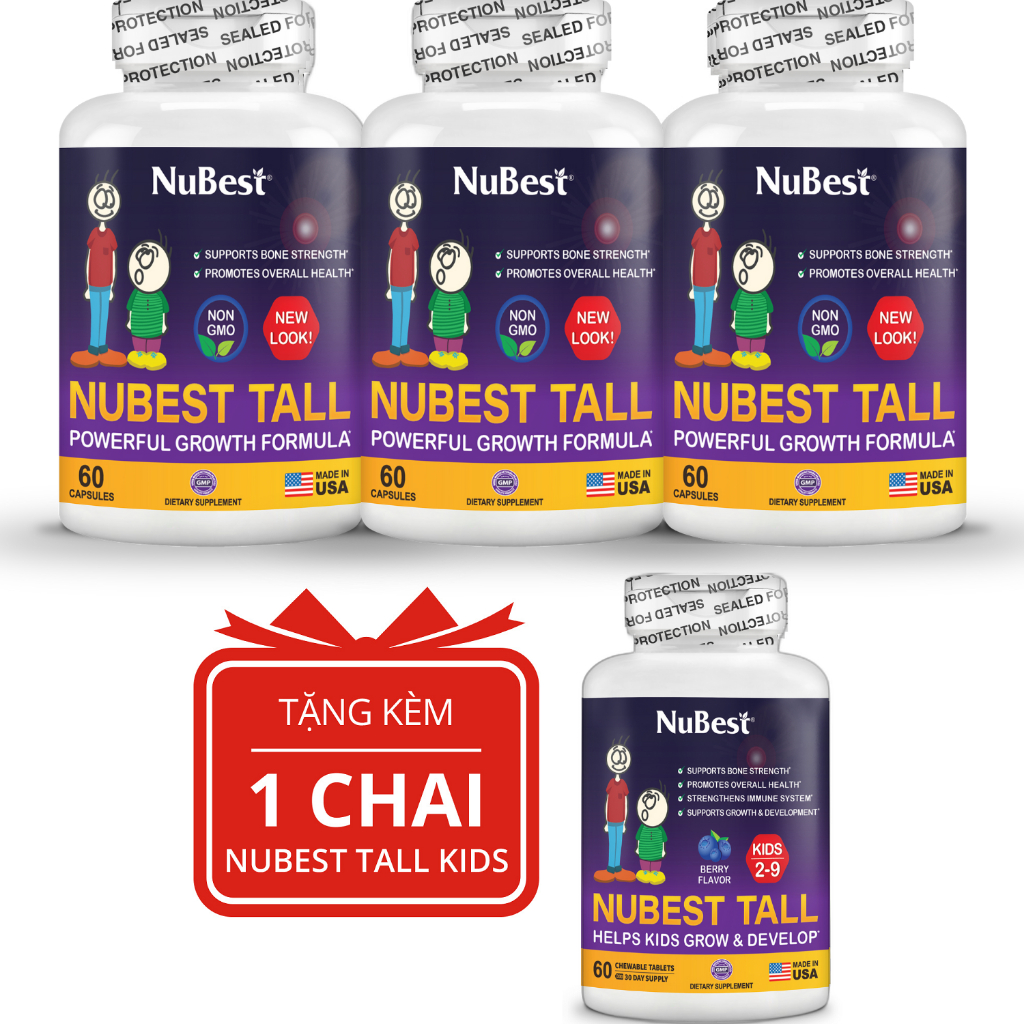 [Combo 3 tặng 1] TPBVSK hỗ trợ Tăng Chiều Cao 3 NuBest Tall tặng 1 NuBest Tall Kids