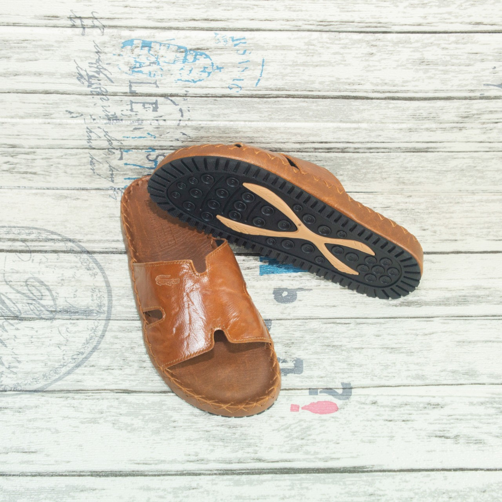 Dép Chữ H Nam Da Bò Thật Size 38-43 Trẻ Trung, Cá Tính, Đế Cao 3cm MS 52