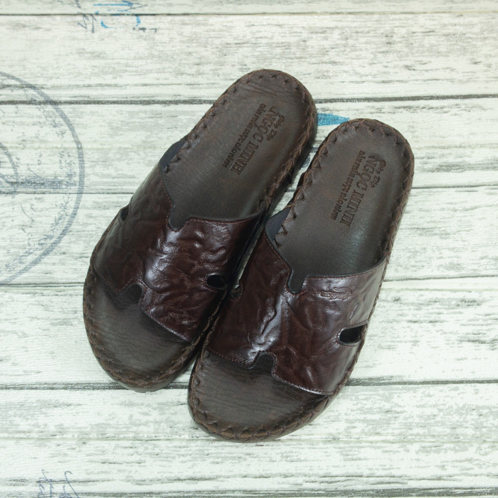 Dép Chữ H Nam Da Bò Thật Size 38-43 Trẻ Trung, Cá Tính, Đế Cao 3cm MS 52