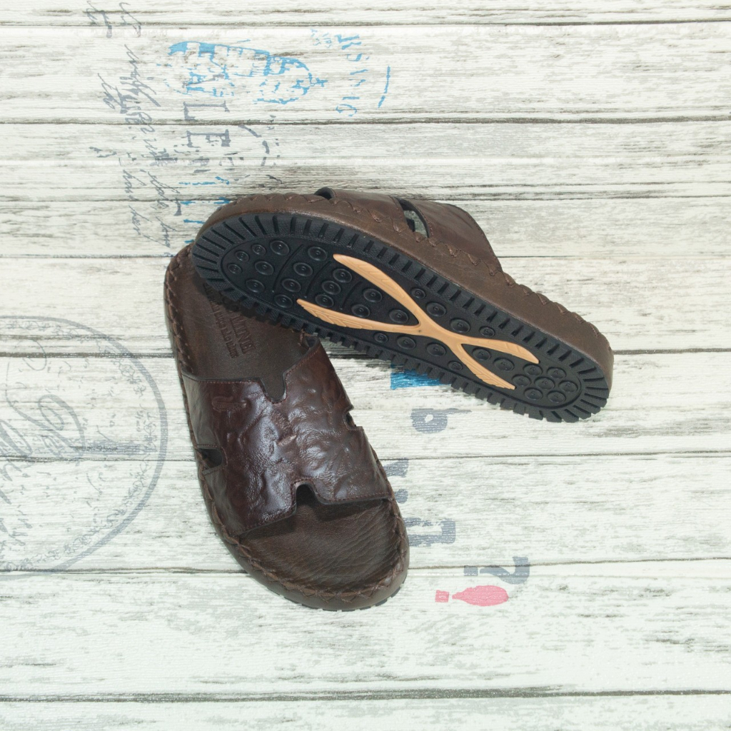 Dép Chữ H Nam Da Bò Thật Size 38-43 Trẻ Trung, Cá Tính, Đế Cao 3cm MS 52
