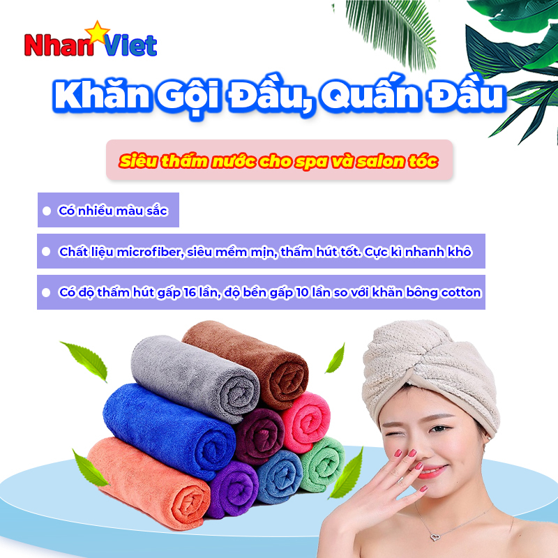KHĂN GỘI ĐẦU SPA | kích thước 35x75 | quấn đầu loại DÀY, siêu thấm nước cho spa và salon tóc