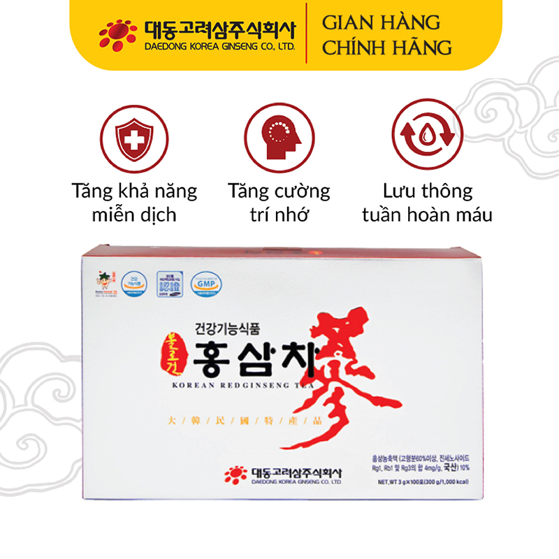 Trà Hồng Sâm DAEDONG GINSENG Hàn Quốc Hộp Nhỏ 50 Gói x 3gr Dạng Cốm Hòa Tan