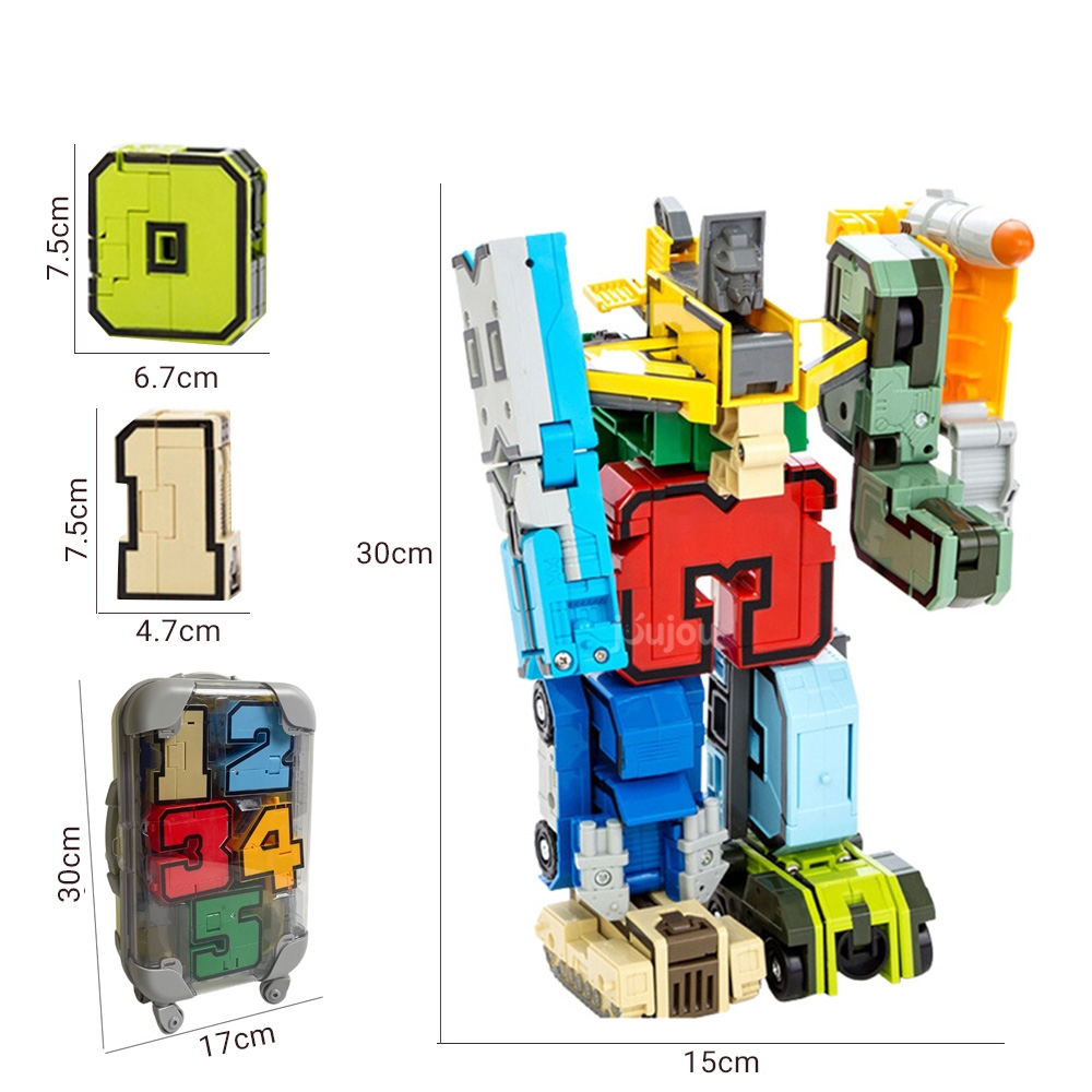 Đồ chơi lắp ghép cao cấp JUJOU, Robot biến hình thông minh cỡ lớn vừa học vừa chơi chất liệu nhựa an toàn