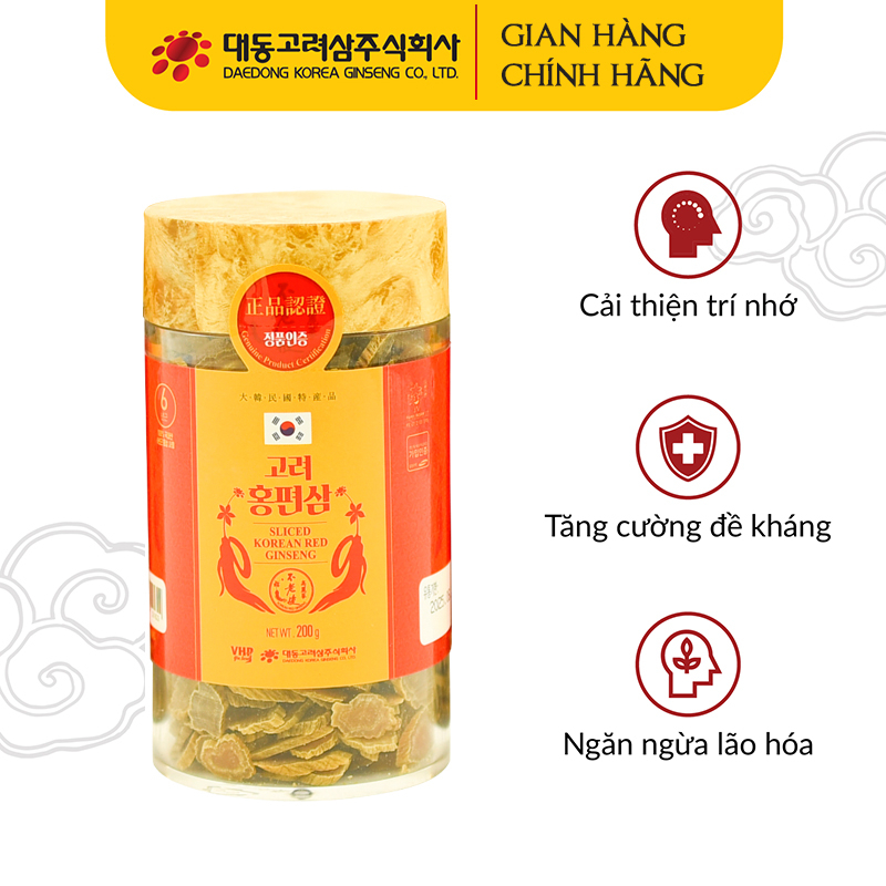 Hồng Sâm Khô Thái Lát DAEDONG GINSENG Hộp 200G