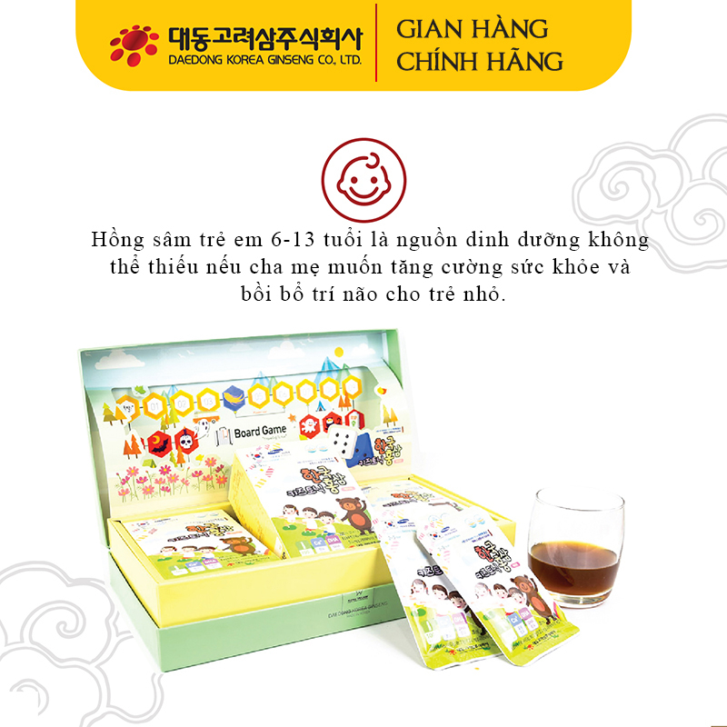 Hồng sâm trẻ em 6-13 tuổi DAEDONG 30 gói x 20ml