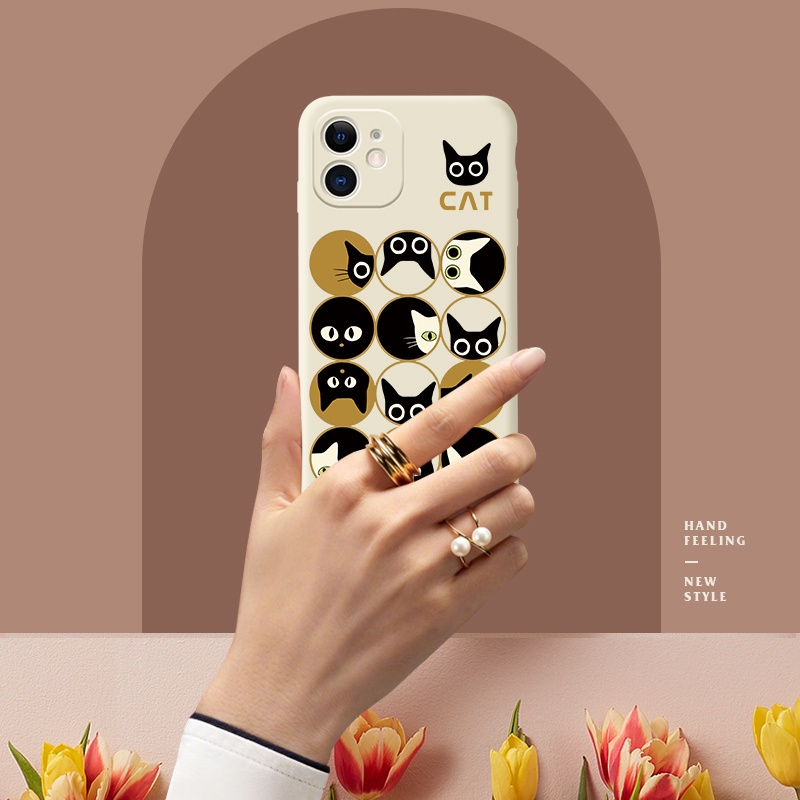 Ốp điện thoại silica gel hình mèo dễ thương thích hợp cho IPHONE 7 7PLUS 8 PLUS X XR XS 11 12 PRO MAX 13 PRO MAX- e6778