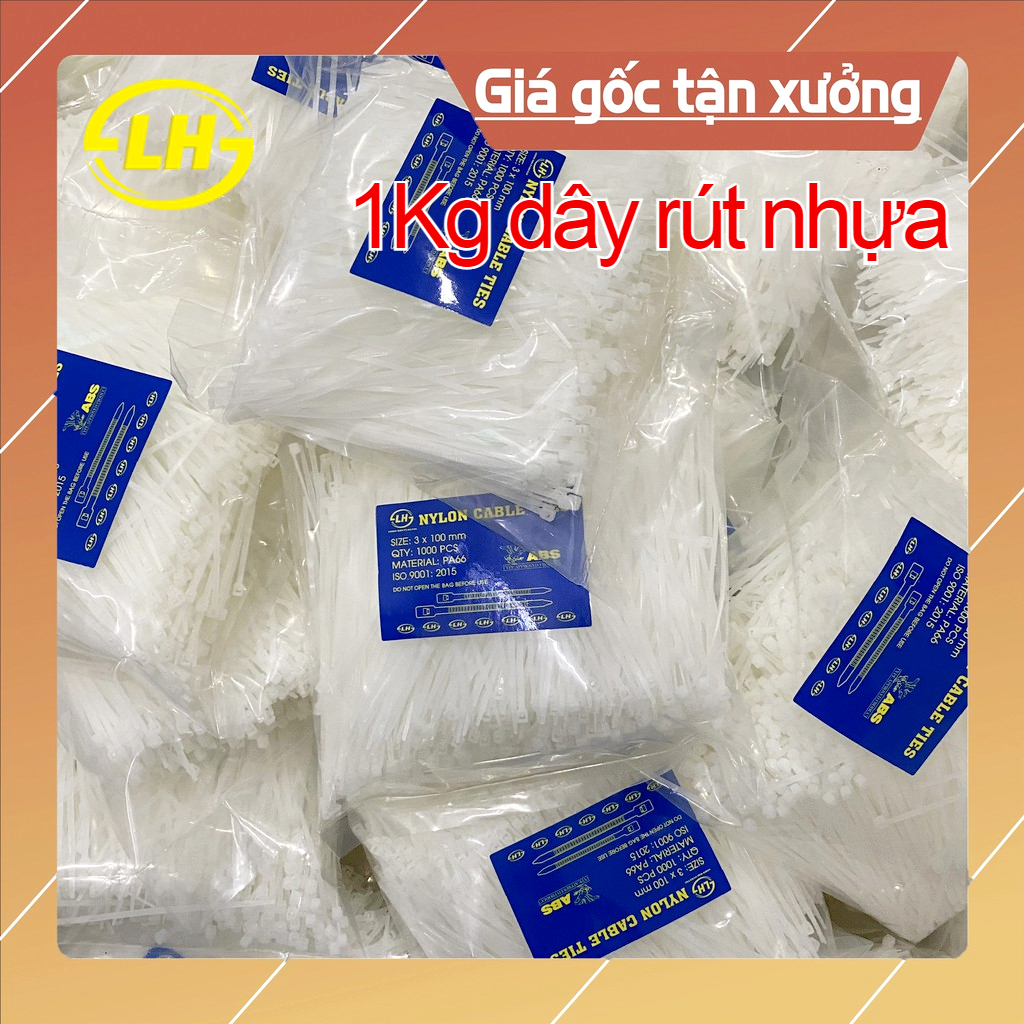 1Kg Dây Rút Nhựa Đủ Kích Thước Màu Trắng, Đen