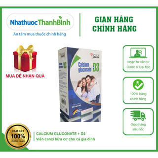 Calcium gluconate + d3 viên canxi hữu cơ đức