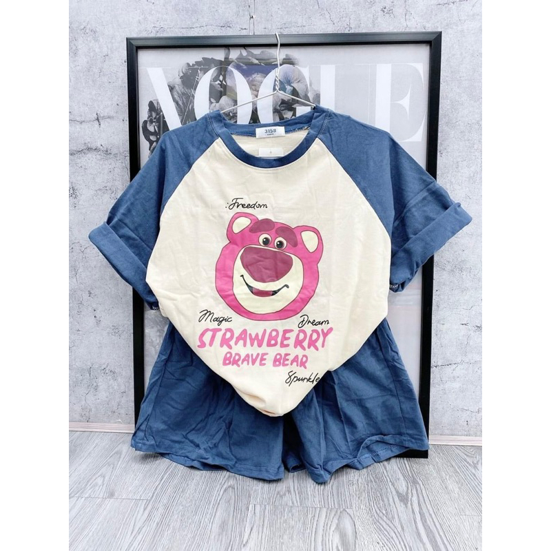 [ Rẻ vô địch ] Set bộ đùi chất cotton su may raplang - gấu dâu raplang