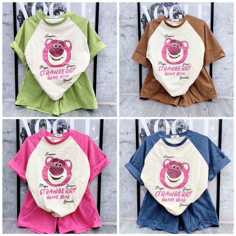 [ Rẻ vô địch ] Set bộ đùi chất cotton su may raplang - gấu dâu raplang