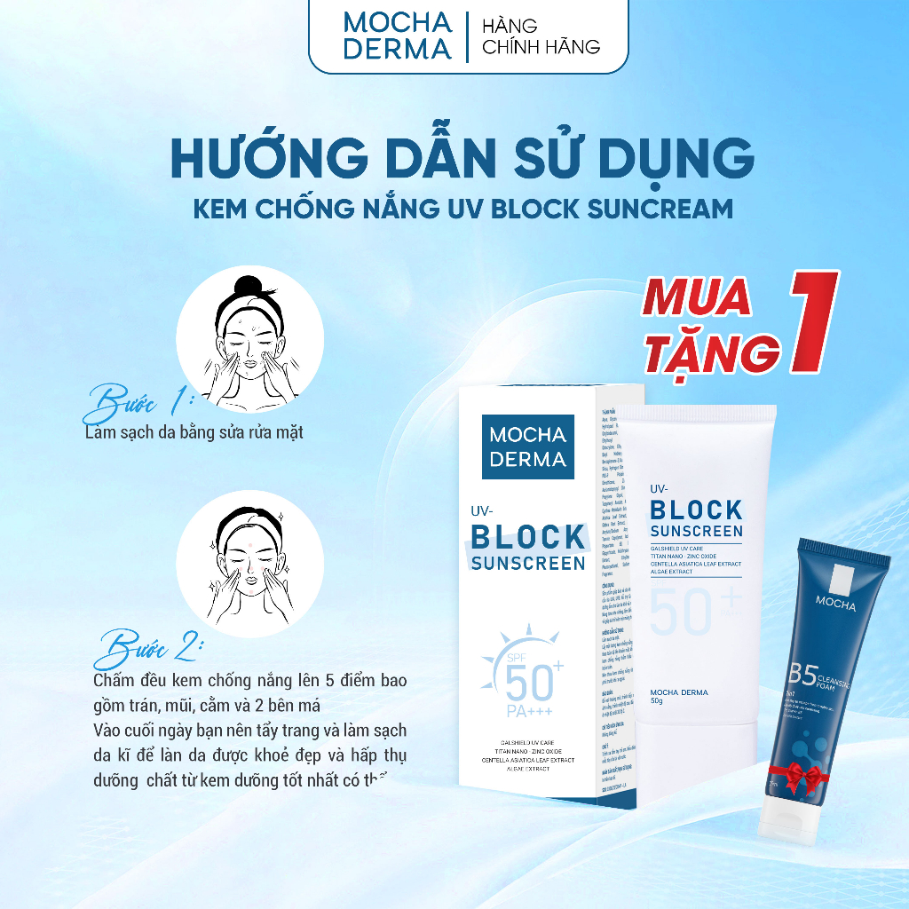Kem chống nắng BlockSunscreeen Mocha Derma 50g