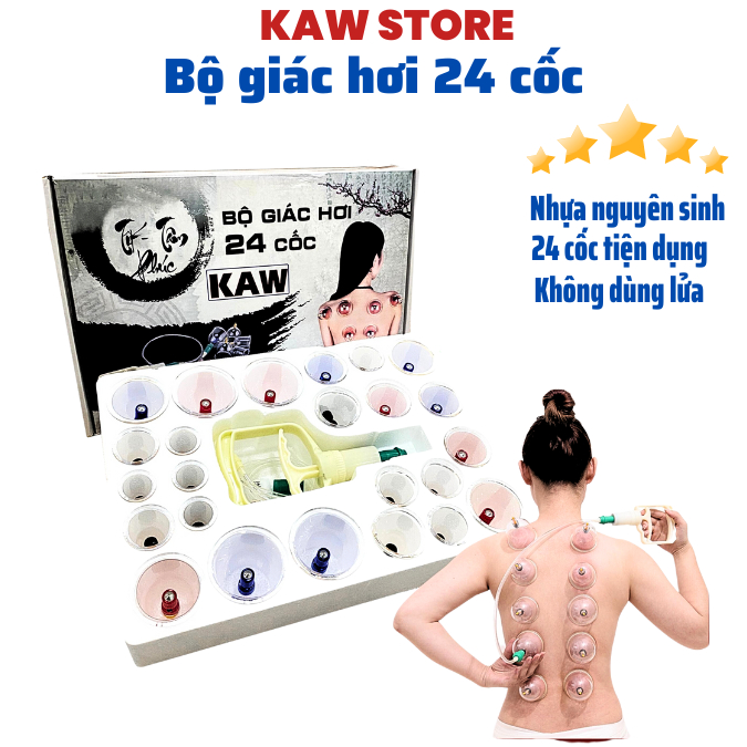 Bộ giác hơi không dùng lửa KAW-K001 24 cốc, trong suốt, siêu bền, chính hãng - Hàng cao cấp bảo hành 3
