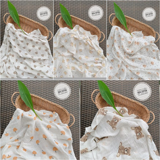Khăn Xô Tắm Trắng Muslin  Leekids- Khăn quấn cho bé sơ sinh, khăn tắm cho cả nhà ( Cuộn tem nâu)