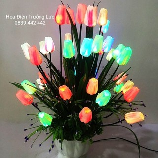 Hoa tulip trang trí có đèn 40 bông - hoa tulip giả