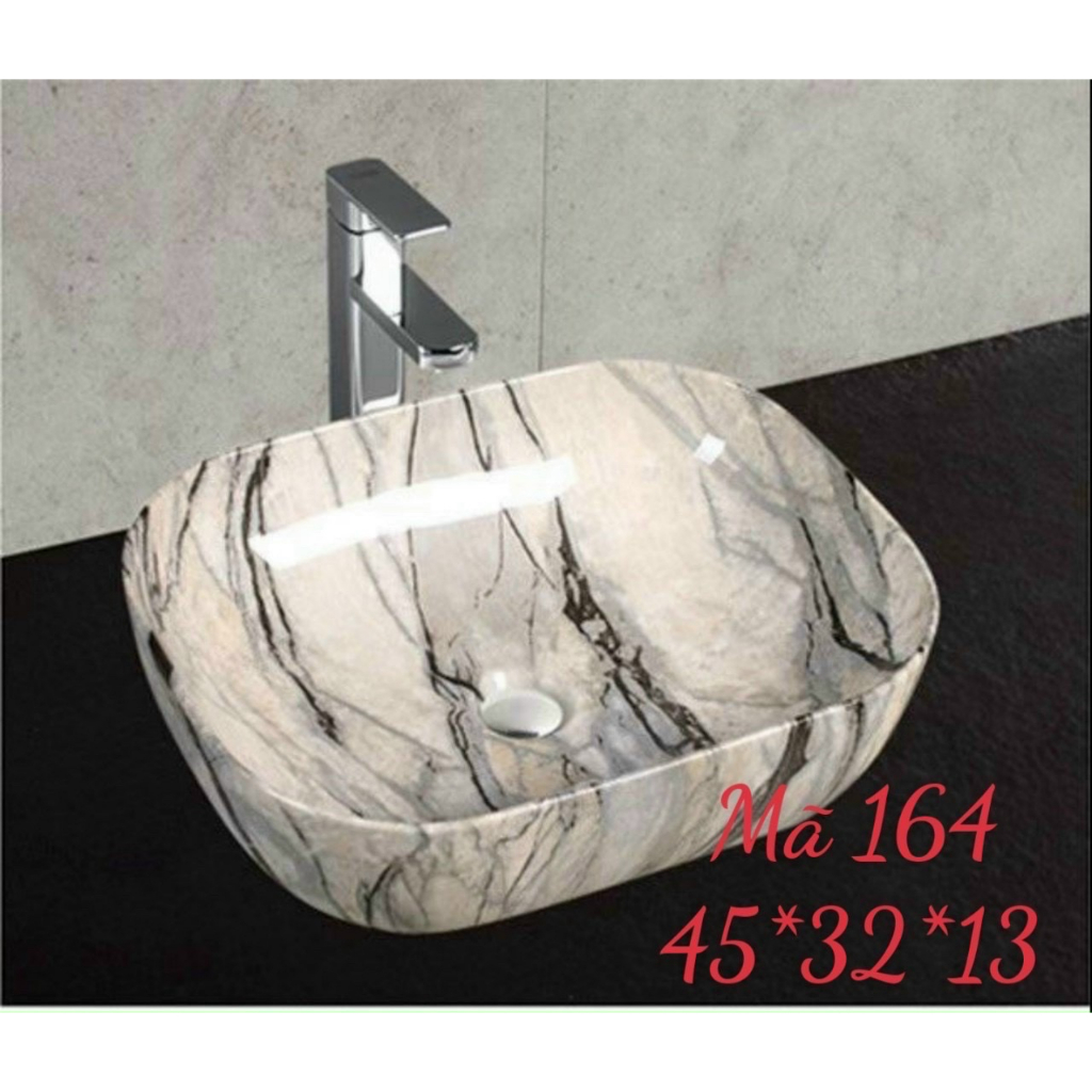 Chậu lavabo trắng vân đen-lavabo nhà tắm