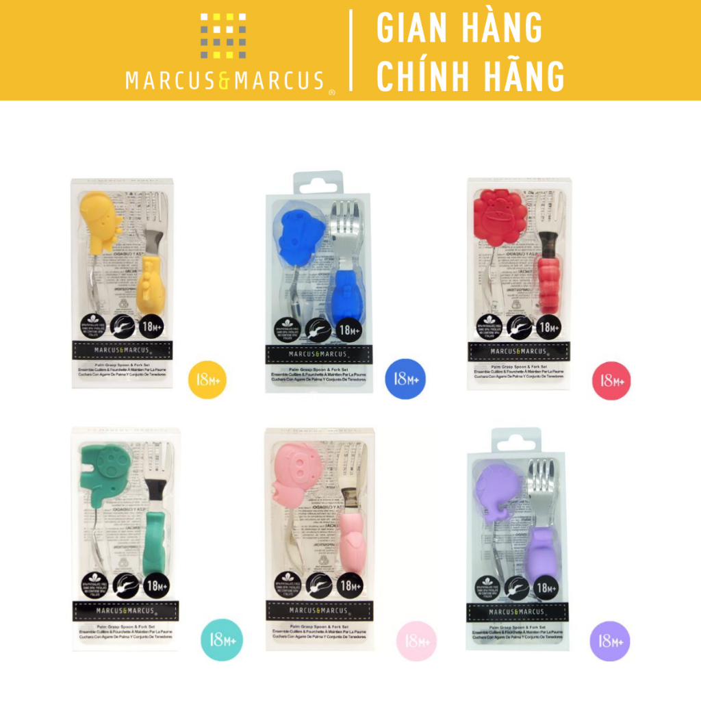 Bộ Thìa Nĩa Tập Ăn Palm Grasp Marcus & Marcus Cho Bé Từ 18 Tháng