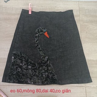 chân váy bò ngắn cạp cao