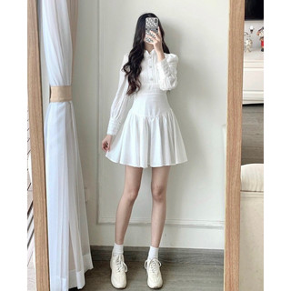 Đầm tay phồng xoè chiết eo [ Kèm ảnh thật trải sàn ]